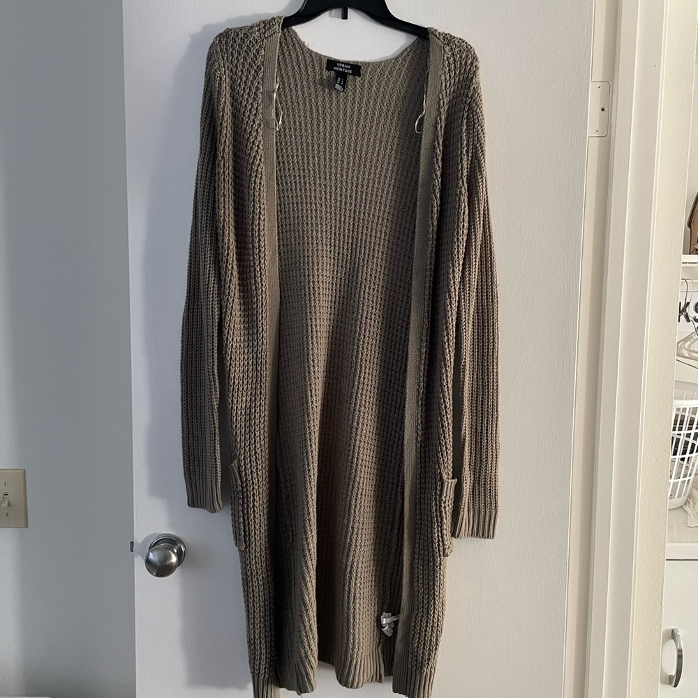 Olive green knit cardigan